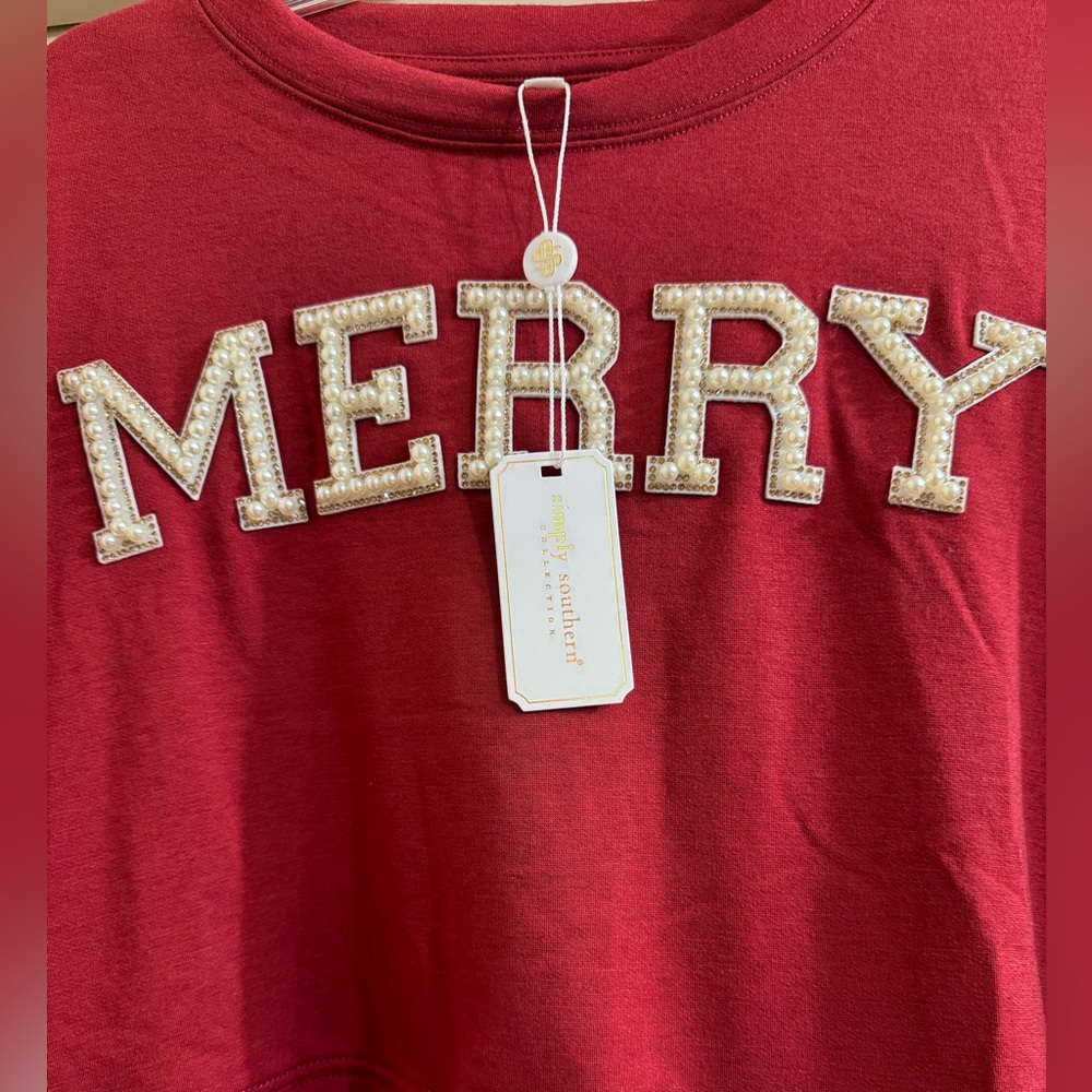 NWT Simply Southern Red 'Merry' Sweatshirt Dress - Picture 5 of 10